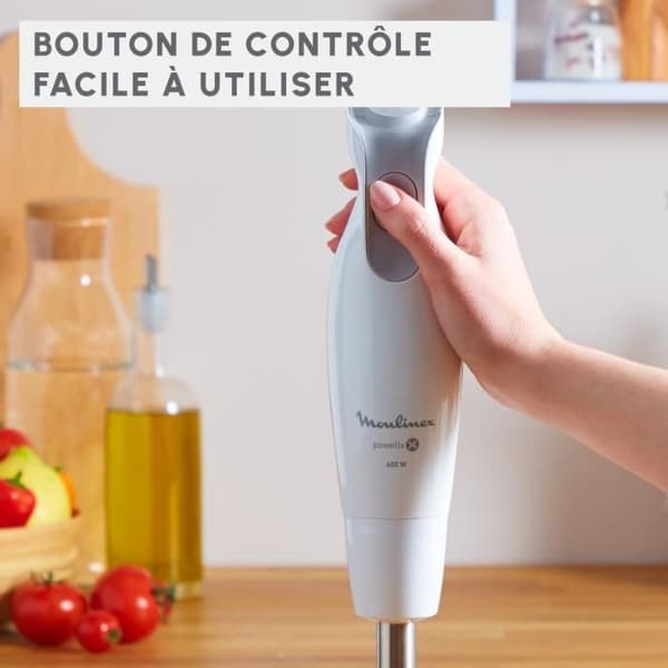MOULINEX Daily Chef Stavmixer, 600 W, 2 hastigheter, Ergonomisk, Stänksäker fot i rostfritt stål, 4 blad Powelix DD551110
