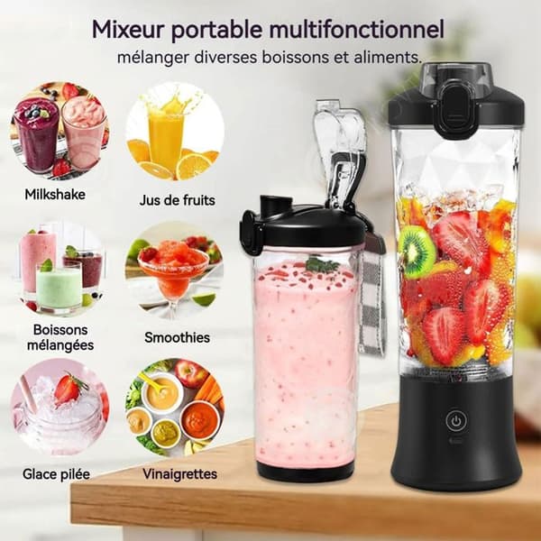 INN Mixeur Blender Portabel 150W 600ml USB Uppladdningsbar Trådlös Rostfria Stålblad Lätt att Rengöra För Smoothies Färska Juicer