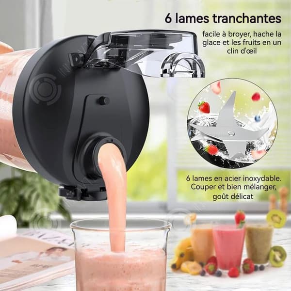 INN Mixeur Blender Portabel 150W 600ml USB Uppladdningsbar Trådlös Rostfria Stålblad Lätt att Rengöra För Smoothies Färska Juicer