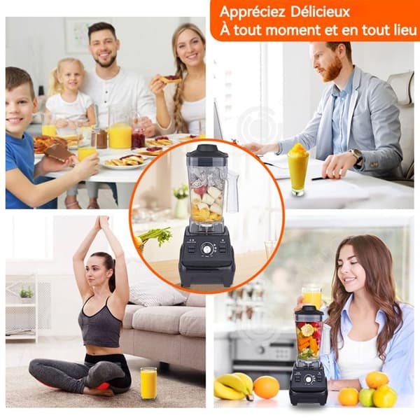 INN Mixeur Blender 1800W Kapacitet 1,8L Flera hastigheter Nekar i rostfritt stål Lätt att rengöra För smoothies Färsk juice Mixeur