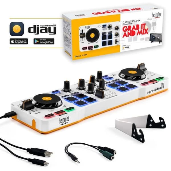 HERCULES DJ CONTROL MIX - Bluetooth DJ-kontroller för smartphone (iOS och Android) - App djay - 2 kanaler