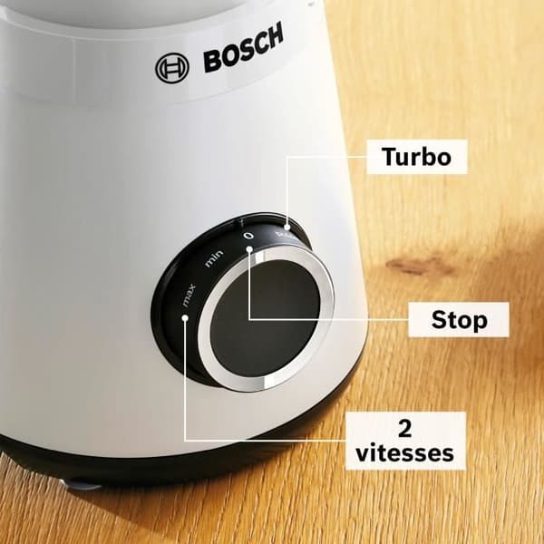 VitaPower Blender - BOSCH - MMB6141W - 1200 W - 30000 rpm - 2 hastigheter + turbo - 2 L skål - 4 avtagbara blad - Vit