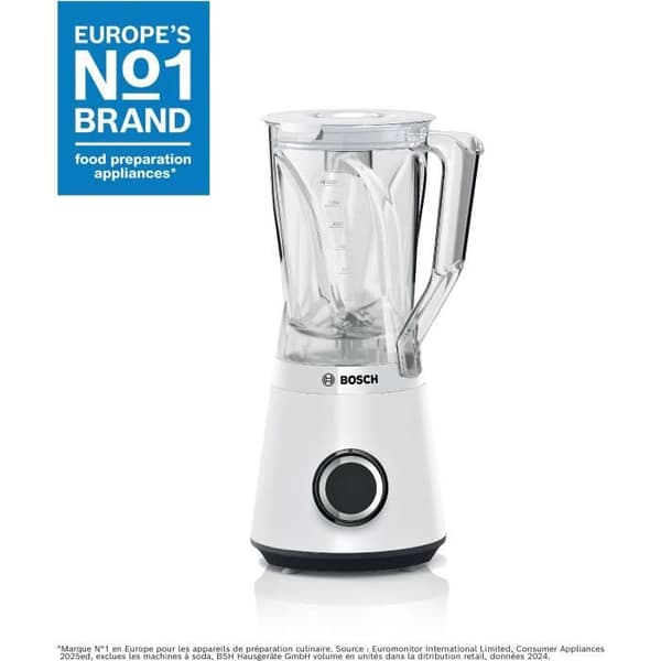 VitaPower Blender - BOSCH - MMB6141W - 1200 W - 30000 rpm - 2 hastigheter + turbo - 2 L skål - 4 avtagbara blad - Vit