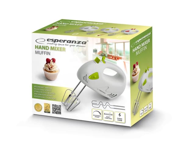 Esperanza EKM007G mixer Handmixer 150 W Grön, Vit