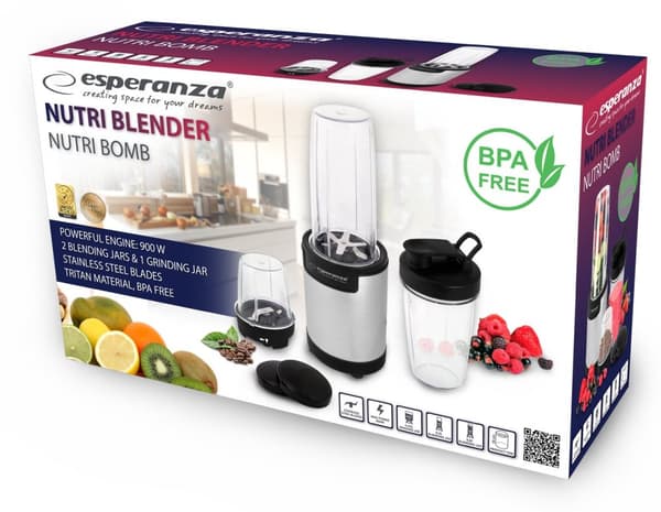 Esperanza EKM030 Nutri-mixer / Personlig mixer 9-i-1 900W Silver