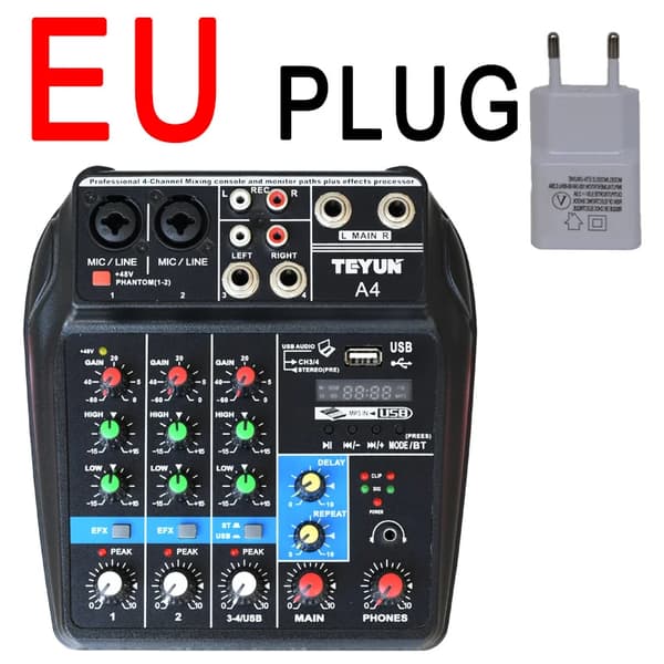 Kannettava äänimikseri, Bluetooth-yhteys, USB-tietokoneen tallennus,A4 EU Plug