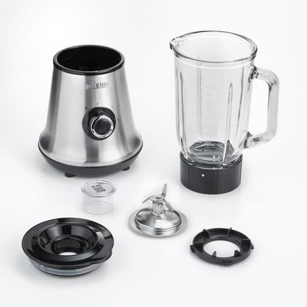 Blender - SEVERIN - SM3734 - 500 W - Skål i glas 1 L - 2 hastigheter + pulsfunktion - Rostfritt stål/Svart
