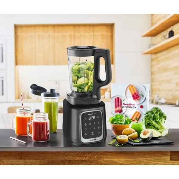MOULINEX Blender InfinyMix+ Smoothie Mixer, 1,75 L tritan skål, 600 ml vattenflaska, 5 automatiska program, 1600W LM91HD10