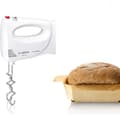 Miniatyrbild 1 av 6: Batteur BOSCH CleverMixx MFQ3030 - 350 W - 4 hastigheter - Pulsfunktion - 2 krokar + 2 vispar i rostfritt stål - Vit