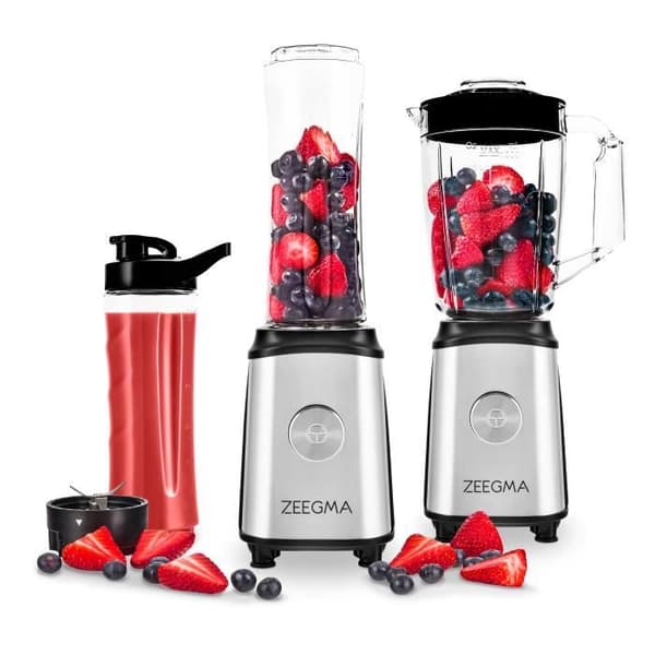 Zeegma Vitamine elektrisk mixer - 1050 W - 1 L skål - 2 x 600 ml sportflaska - BPA fri