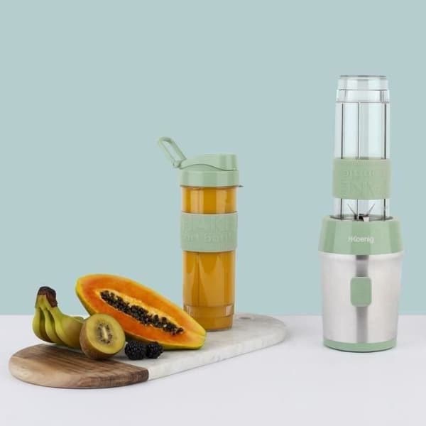 Mini blender - H.KOENIG - SMOO18 - 300 W - 570 mL - Pastellgrön - 2 flaskor ingår - Utan BPA