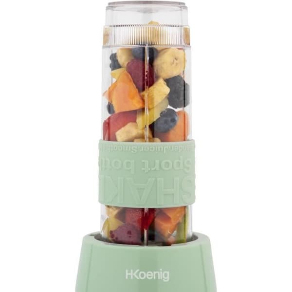 Mini blender - H.KOENIG - SMOO18 - 300 W - 570 mL - Pastellgrön - 2 flaskor ingår - Utan BPA