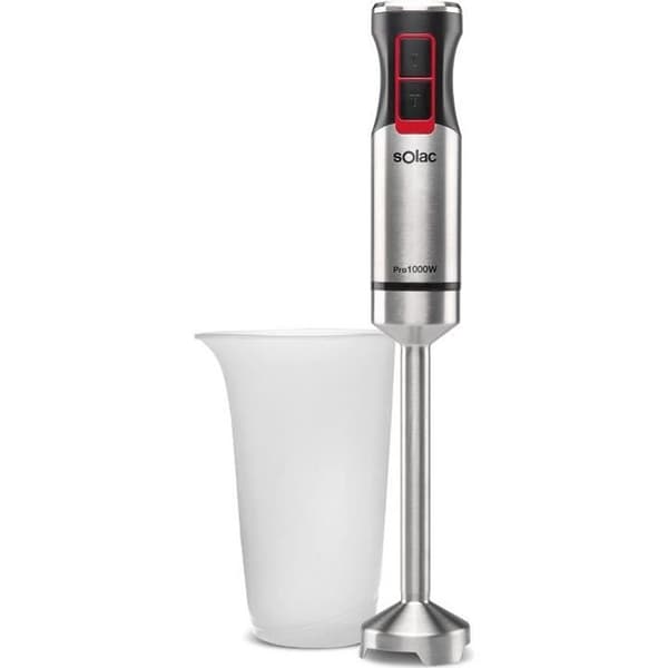 SOLAC Pro 1000 - Stavmixer - 1000 W - Turbofunktion - Rostfritt stålblad och fot - Grå, svart och röd