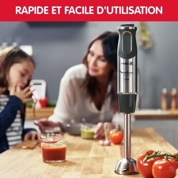 MOULINEX 4in1 Quickchef Immersion Mixer, 10 hastigheter, minihackare, visp, potatisstötare, 800 ml kopp, 1000W, svart/rostfritt stål DD65H810