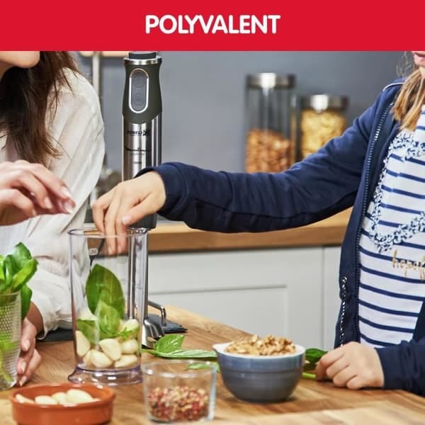 MOULINEX 4in1 Quickchef Immersion Mixer, 10 hastigheter, minihackare, visp, potatisstötare, 800 ml kopp, 1000W, svart/rostfritt stål DD65H810