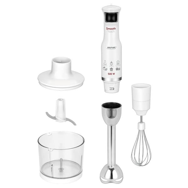 Set Handblender, Multifunktionell Hackare, Visp, Justerbar Hastighet, BPA-fri MPM MBL-28 500W Vit 000323