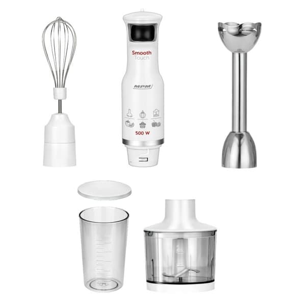 Set Handblender, Multifunktionell Hackare, Visp, Justerbar Hastighet, BPA-fri MPM MBL-28 500W Vit 000323