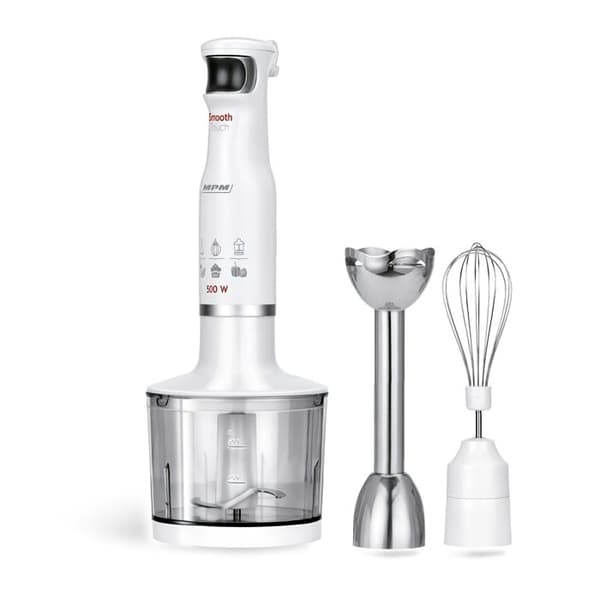 Set Handblender, Multifunktionell Hackare, Visp, Justerbar Hastighet, BPA-fri MPM MBL-28 500W Vit 000323