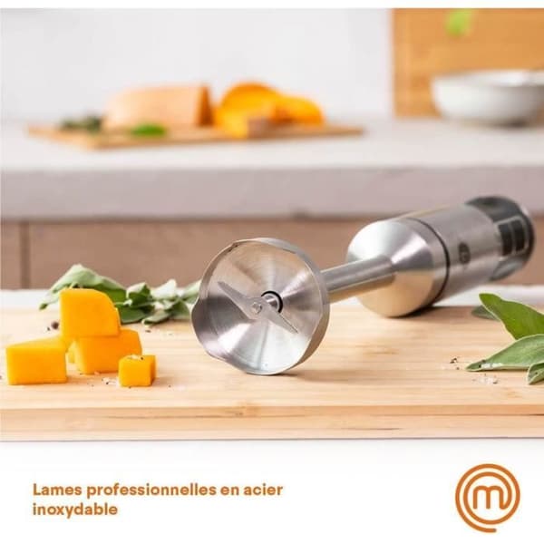 MasterChef Stavmixer, Soppa Blender, Elektrisk Potatismosare 3 i 1 med Visp och Mjölkskummare, 2 Hastigheter, Klinger i Rostfritt Stål