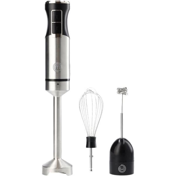 MasterChef Stavmixer, Soppa Blender, Elektrisk Potatismosare 3 i 1 med Visp och Mjölkskummare, 2 Hastigheter, Klinger i Rostfritt Stål