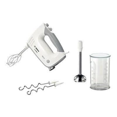 BOSCH MFQ36470 ERGOMIXX handmixer - 450W, 5 hastigheter + puls, rostfritt stål blandarfot tillbehör