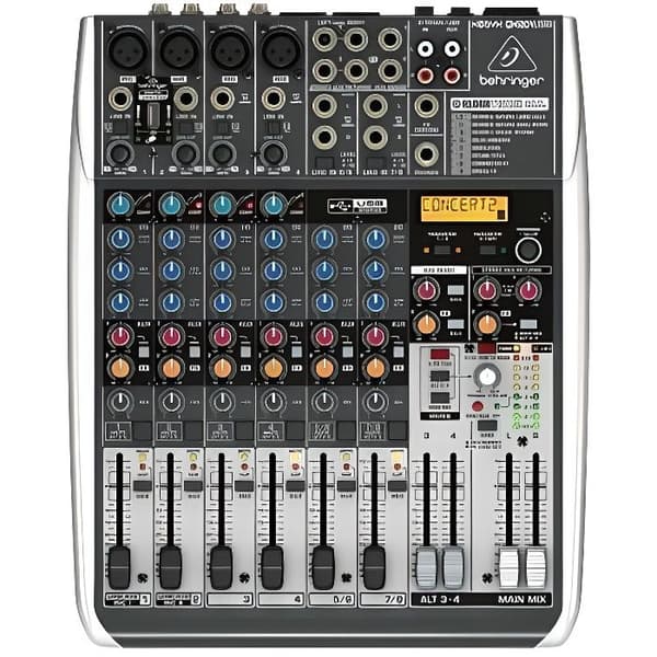 Behringer QX1204USB Premium 12-ingångar 2/2-buss mixer med Xenyx Mic Preamps kompressorer