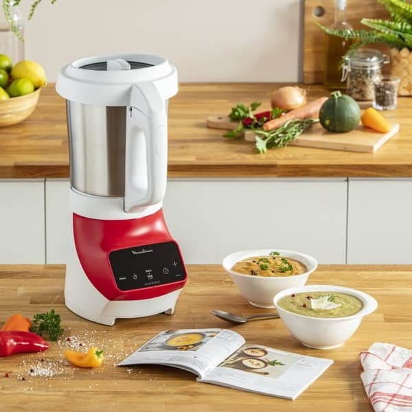 MOULINEX Soup&Plus Uppvärmd Mixer, Användbar kapacitet 2 L, 5 hastigheter, Pekskärm, Receptbok, Made in France LM924500