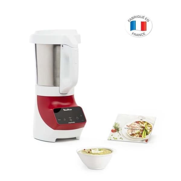 MOULINEX Soup&Plus Uppvärmd Mixer, Användbar kapacitet 2 L, 5 hastigheter, Pekskärm, Receptbok, Made in France LM924500