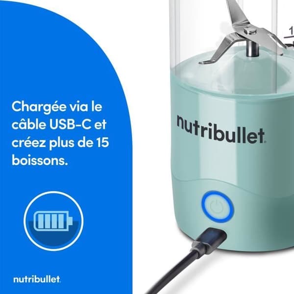 Blender bärbar - NUTRIBULLET - NBP003LBL - 70W - 0.475L - Ljusblå - 1 gourd inkluderad