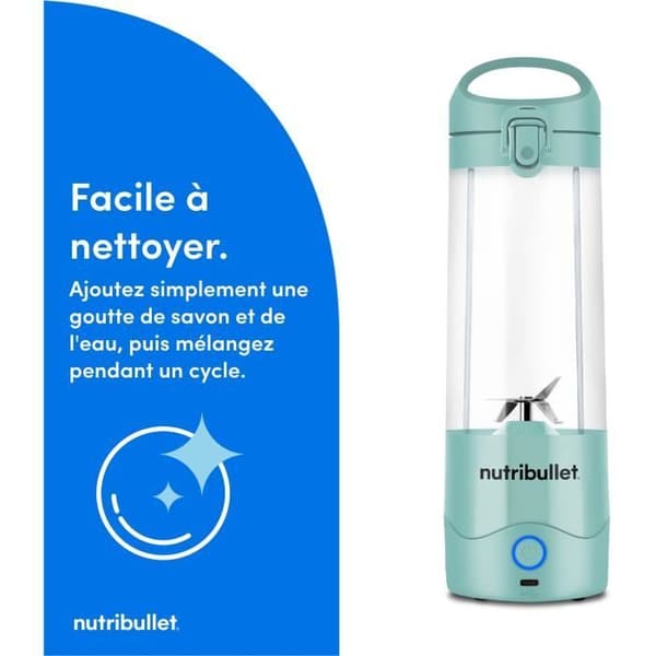 Blender bärbar - NUTRIBULLET - NBP003LBL - 70W - 0.475L - Ljusblå - 1 gourd inkluderad
