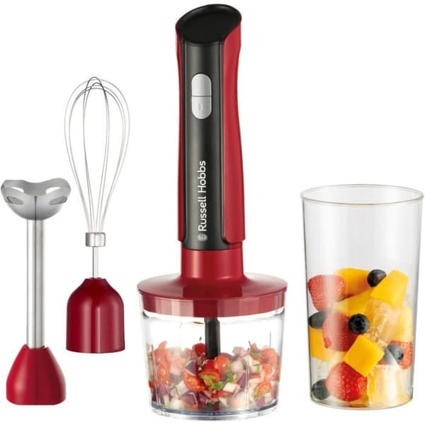 Mixerstav 3 i 1: mixer/hackare/visp - RUSSEL HOBBS - Desire Red - 500 W - 2 hastigheter + Pulse - Röd
