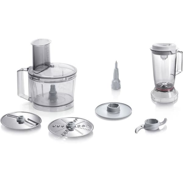 BOSCH MultiTalent3 multifunktionell robot - Vit - 800 W - 2 hastigheter och puls - Blandningsskål 2,3 L - Blandningsskål 1 L - 2 skivor