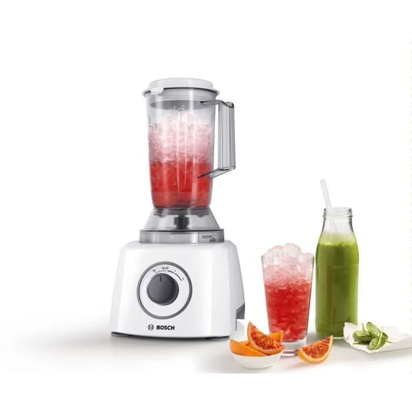 BOSCH MultiTalent3 multifunktionell robot - Vit - 800 W - 2 hastigheter och puls - Blandningsskål 2,3 L - Blandningsskål 1 L - 2 skivor