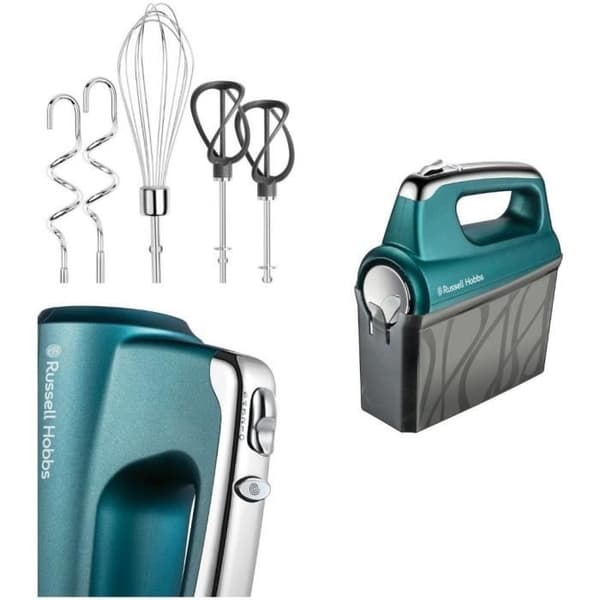 Russell Hobbs Swirl -sekoitin - 5 nopeutta - turbotoiminto - vaivauskone - vispilät - turkoosi