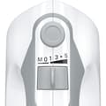 Pikkukuva 3 / 6: Bosch-sekoitin - MFQ36440 - 450 W - 5 nopeutta - 2 vispilää / 2 ruostumattomasta teräksestä valmistettua taikinakoukkua - Vaaka kannella - Valkoinen/h