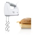 Pikkukuva 5 / 6: Bosch-sekoitin - MFQ36440 - 450 W - 5 nopeutta - 2 vispilää / 2 ruostumattomasta teräksestä valmistettua taikinakoukkua - Vaaka kannella - Valkoinen/h