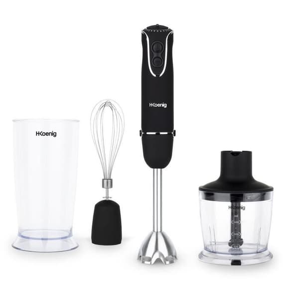 3-i-1 stavmixer - H.Koenig - MIX75 - 850 W - 5 hastigheter + Turbo - Kniv i rostfritt stål - Tillbehör ingår