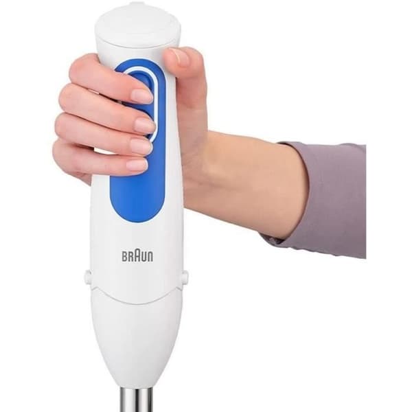 BRAUN MQ3000WH Smoothie Plus stavmixer - vit och blå mixerställ