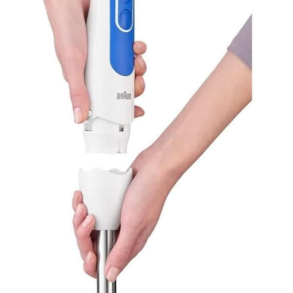BRAUN MQ3000WH Smoothie Plus stavmixer - vit och blå mixerställ