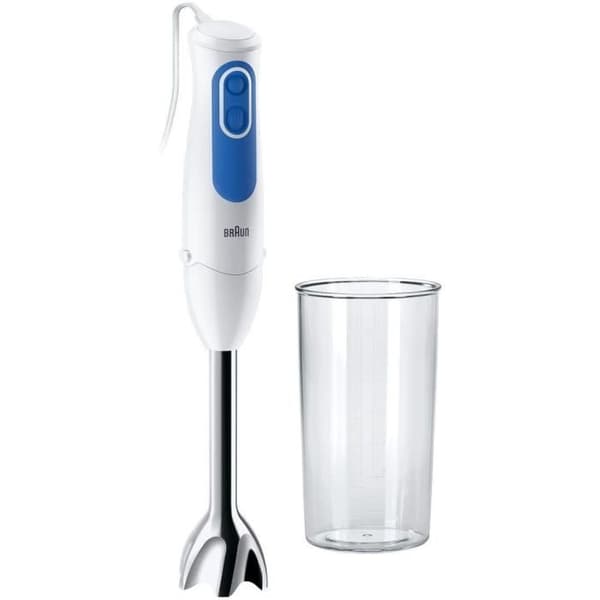 BRAUN MQ3000WH Smoothie Plus stavmixer - vit och blå mixerställ