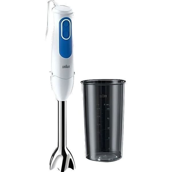 BRAUN MQ3000WH Smoothie Plus stavmixer - vit och blå mixerställ