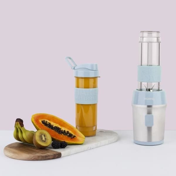 Minimixer - H.KoeNIG - SMOO16 - 300 W - 570 ml - Pastellblå - 2 flaskor ingår - BPA-fri
