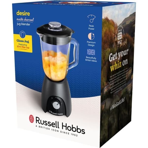 Mixer - RUSSEL HOBBS - Desire Matte Charcoal - 650 W - 2 hastigheter + Puls - Svart