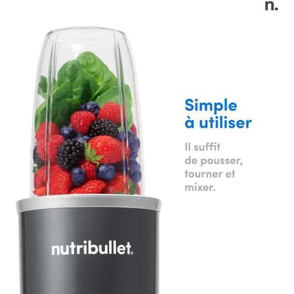 Blender - NUTRIBULLET - NB606DG - 600 W - 2 kopper inkluderet 700 ml og 500 ml - Grå - BPA-fri