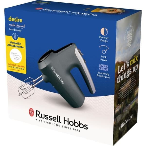 Käsivatkain - RUSSEL HOBBS - Desire Matte Charcoal - 185 W - 5 nopeutta - Musta