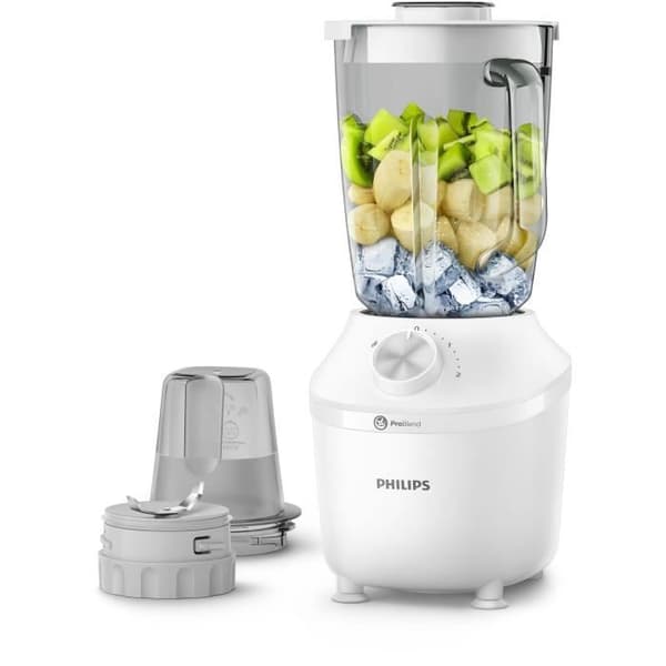 Blender - PHILIPS - Serie 3000 HR2291/20 - Glasskål - Kapacitet 1,25L - 2 hastigheder - 600W - Hvid