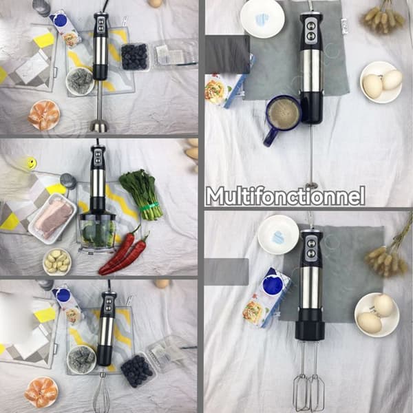 INN Stavmixare 6 i 1 600w 12 hastighetsinställningar, handmixare i rostfritt stål, dykblender, handblender