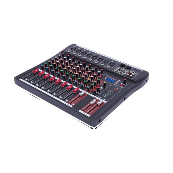 8-kanavainen stereoäänimikseri, Bluetooth-yhteys, USB-tallennus,musta