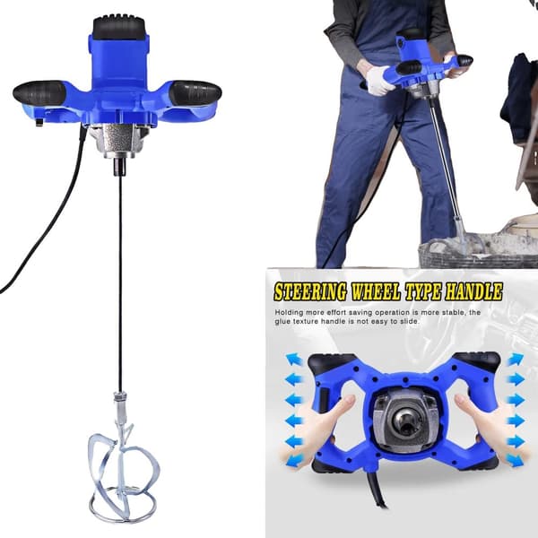 Elektrisk Betongblandare, 2600W Effekt, 6 Variabla Hastigheter, Ergonomisk Design