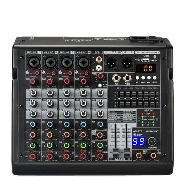 Lydmixer, 6 kanaler, 99 DSP-effekter,EU-stik